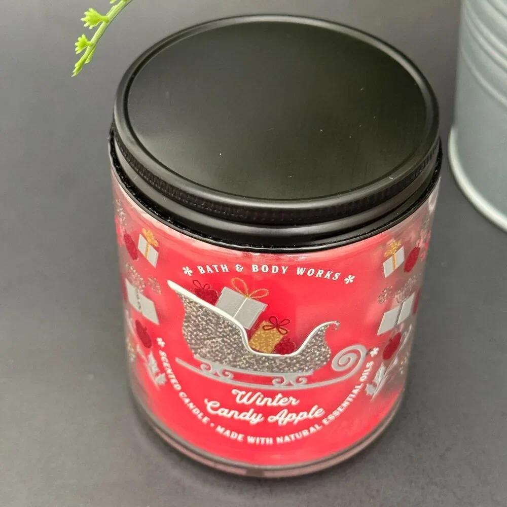 BBW Winter Candy Apple Bath & Body Works Mason Jar Single Wick Candle